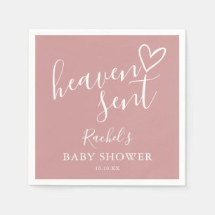 Heaven Send Dusty Roos Pink Girl Baby shower Servet