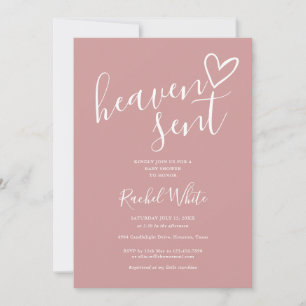 Heaven Send Dusty Roos Pink Photo Girl Baby shower Kaart