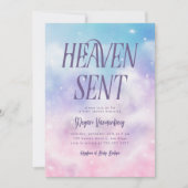 Heaven Send Pink Sky Baby shower Invitation Kaart (Voorkant)