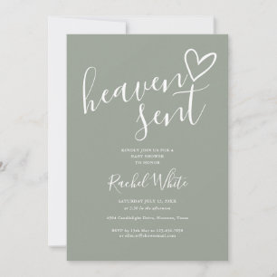 Heaven Send Sage Green Genderneutraal Baby shower Kaart