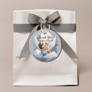 Heaven Sent Angel Baby in Clouds Baby shower Bedankjes Labels