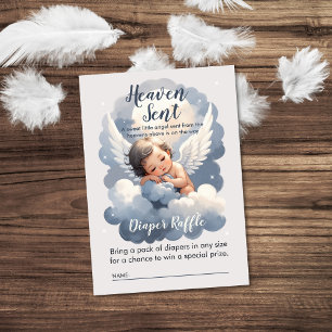 Heaven Sent Angel Baby in Clouds Diaper Raffle Informatiekaartje