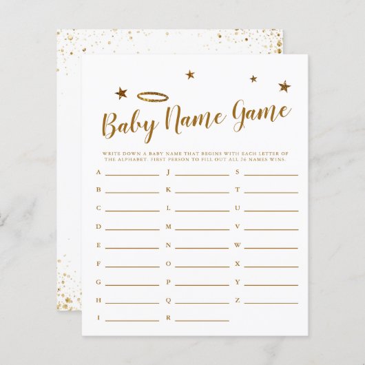 Heaven Sent Baby Name Shower Game (Voorkant / Achterkant)
