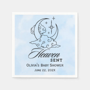 Heaven Sent Baby shower Blue Moon Stars Servet