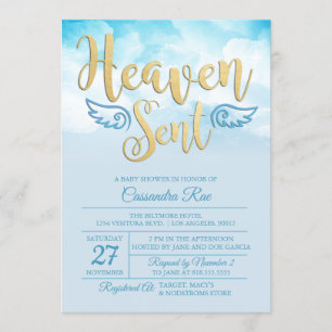 Heaven Sent Baby shower Invitation Kaart
