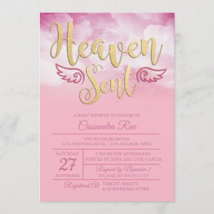 Heaven Sent Baby shower Invitation Kaart