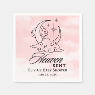 Heaven Sent Baby shower Roze Maansterren Servet