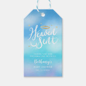 Heaven Sent Blue Baby shower Favor Cadeaulabel (Voorkant)