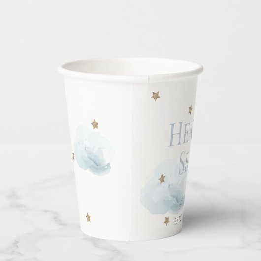 Heaven Sent Blue Cloud Boy Baby shower Papieren Bekers (Rechts)