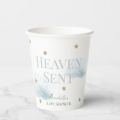 Heaven Sent Blue Cloud Boy Baby shower Papieren Bekers (Voorkant)