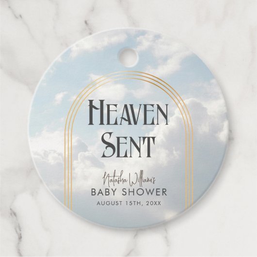 Heaven Sent Clouds Sky Boho Arch Baby shower Bedankjes Labels (Voorkant)