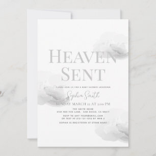 Heaven Sent Gender-neutral Grey Cloud Baby shower Kaart