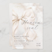 Heaven Sent Neutral Bow Baby Shower Invitation Kaart (Voorkant / Achterkant)