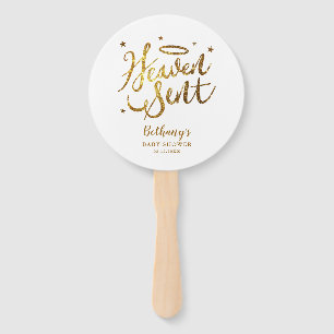 Heaven Sent White en Gold Baby shower Handwaaier