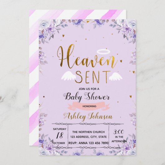 Heaven stuurde haar paarse uitnodiging (Voorkant / Achterkant)