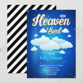 Heaven stuurde jongen baby shower uitnodiging (Voorkant / Achterkant)