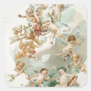 Heavenly Angel Cherubs Script Vierkante Sticker