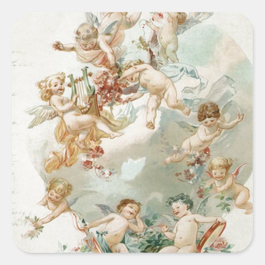 Heavenly Angel Cherubs  Script Vierkante Sticker (Voorkant)
