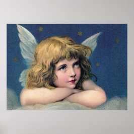 Heavenly angel daydreaming on a cloud in the sky poster