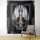 Heavenly Angel Wing Cross Black Fractal Art Wandkleed (In situ)