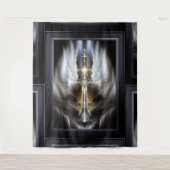 Heavenly Angel Wing Cross Black Fractal Art Wandkleed (Voorkant)