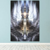 Heavenly Angel Wing Cross Canvas Afdrukspad (Insitu (Houten vloer))