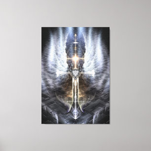 Heavenly Angel Wing Cross Canvas Afdrukspad Afdruk