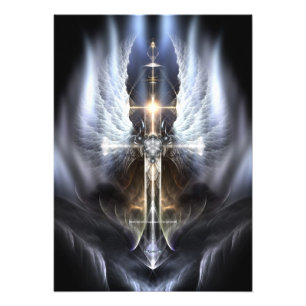 Heavenly Angel Wing Cross Foto Uitbreiding Afdruk