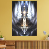 Heavenly Angel Wing Cross Fractal Art Canvas Afdru (Insitu (Woonkamer))