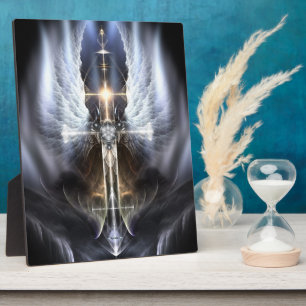 Heavenly Angel Wing Cross Fractal Art Foto Plaque Fotoplaat