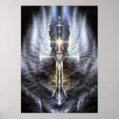 Heavenly Angel Wing Cross Fractal Art Jagged Path Poster (Voorkant)