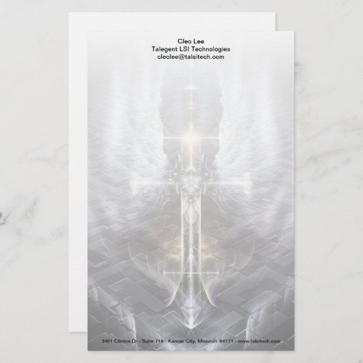 Heavenly Angel Wing Cross Fractal Art papeterie (Devant / Derrière)