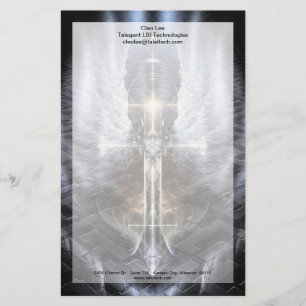 Heavenly Angel Wing Cross Stationery met Border Briefpapier