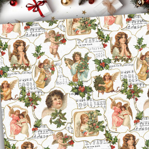 Heavenly  Angels, Holly & Music Collage Tissuepapier