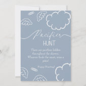 Heavenly baby shower blue Pacifier Hunt game Kaart (Achterkant)