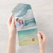 Heavenly Beach Destination Alles in 1 bruiloft Uit All In One Uitnodiging (Afscheurbaar)