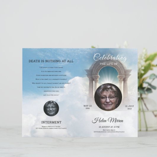 Heavenly Begrafenisprogramma Sjabloon (Staand voorkant)