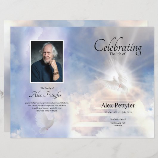 Heavenly Begrafenisprogramma Sjabloon (Voorkant / Achterkant)