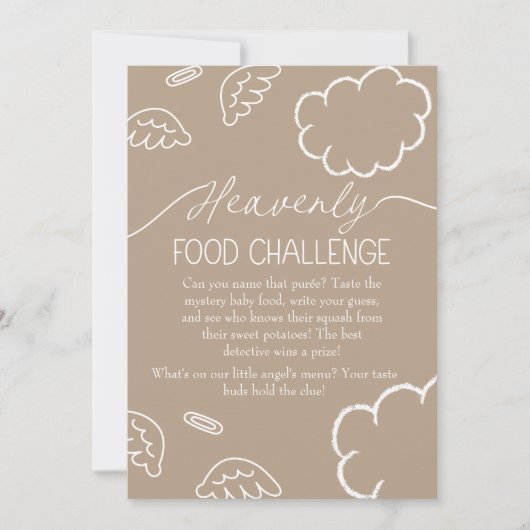 Heavenly Beige Baby Food Challenge Game Sign Kaart (Voorkant)