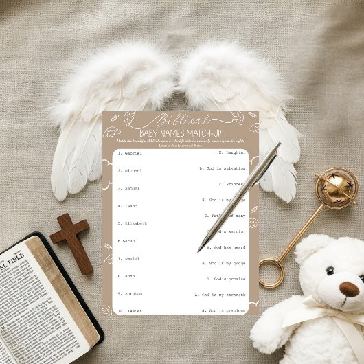 Heavenly Beige Biblical Baby Names Match-Up Kaart