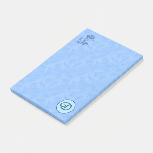 Heavenly blue Monogram (A-Z) Post-it Notes (Schuin)