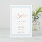 Heavenly Grace Baptism Invitation (Blue) (Debout devant)