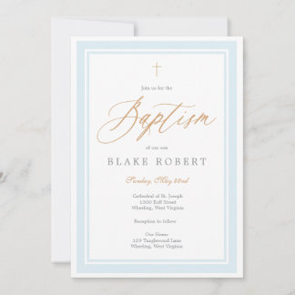 Heavenly Grace Baptism Invitation (Blue) Kaart