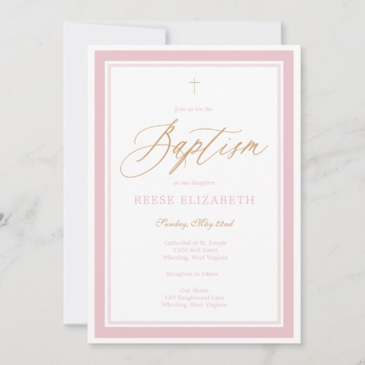 Heavenly Grace Baptism Invitation (Pink) (Devant)