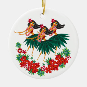 Heavenly Hula Holiday Hawaiian Hula Girls Keramisch Ornament