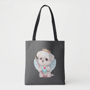 Heavenly Love: Cute Angel Maltese Dog Puppy Draagtas