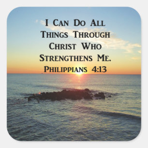 HEAVENLY PHILIPPIANS 4:13 SCRIPTURE DESIGN VIERKANTE STICKER