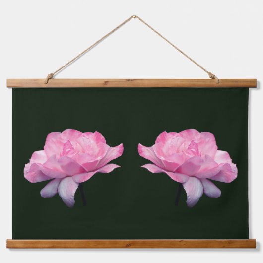 Heavenly Pink Rose Flower Twins Hangend Wandkleed (Voorkant)