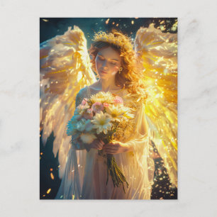 Heavenly Serenity Vrouw Angel met een Boeket Briefkaart