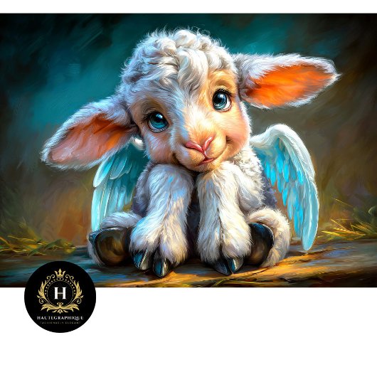 Heavenly Winged Baby Lamb Angel Decoupage Tissuepapier